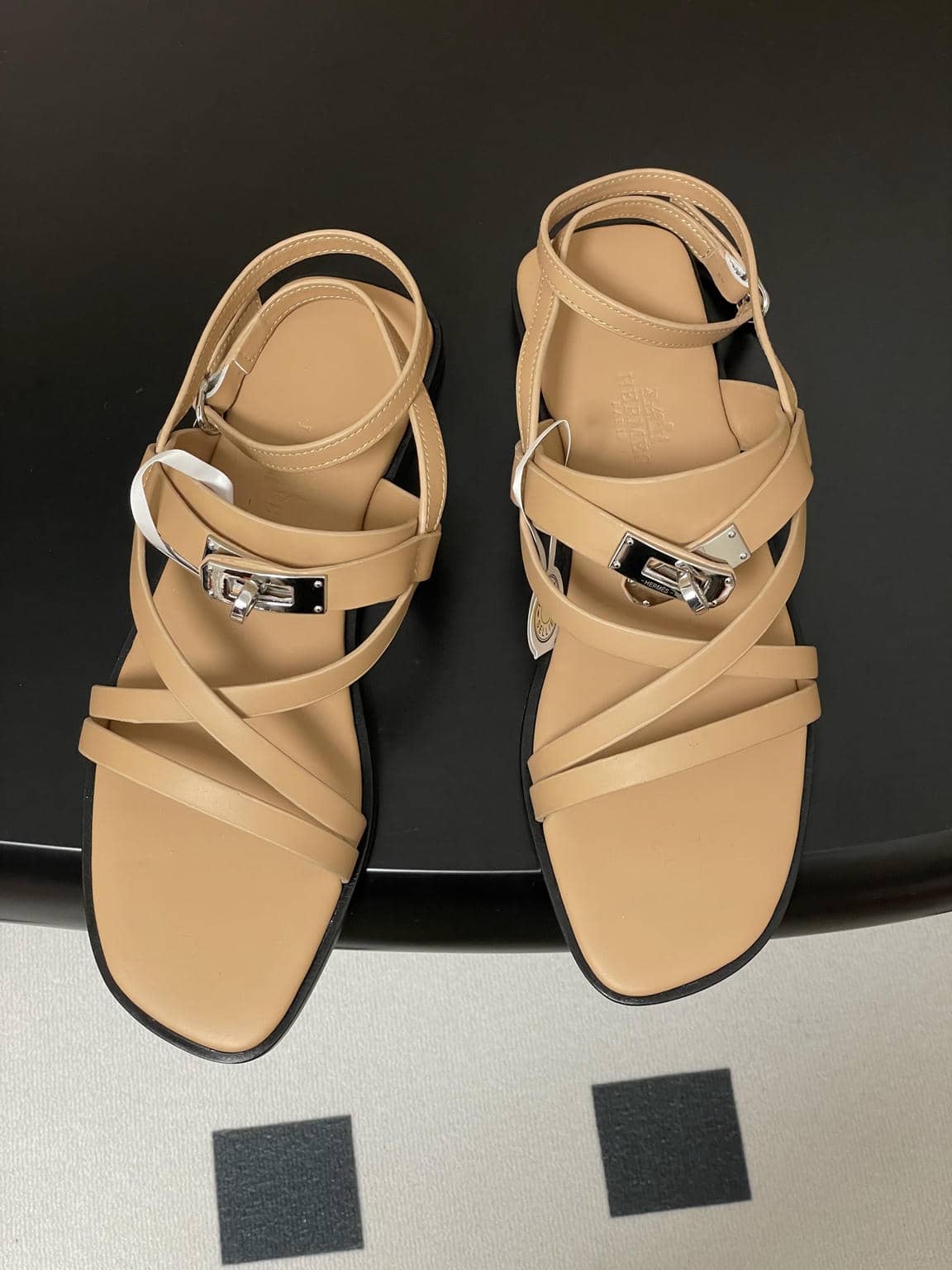 Hermes Kelly Buckle Thin-Strap Gladiator Sandals-4